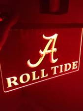 Alabama Crimson Tide LED Neon Sign for Game Room,Office, Man Cave ROLL TIDE!