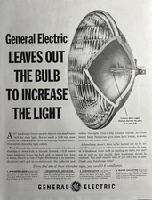 1954 General Electric Automobile Headlamp Leaves Bulb Out Filament VTG Print Ad