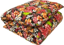 Tropical Red Blk Traditional Japanese Floor Rolling Futon Mattresses, Thai Mats