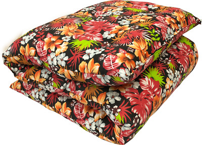Tropical Red Blk Traditional Japanese Floor Rolling Futon Mattresses, Thai Mats