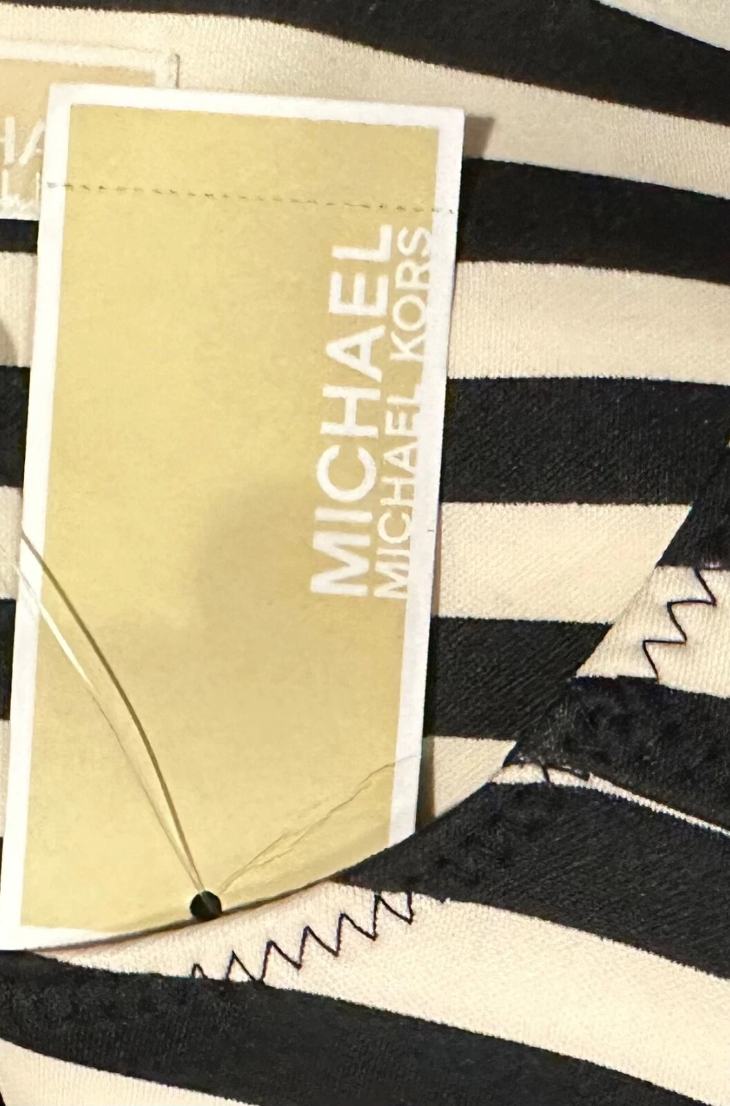 Abito senza maniche nuovo con etichette Michael Kors Womans nero bianco a righe con cerniera laterale taglia 4
