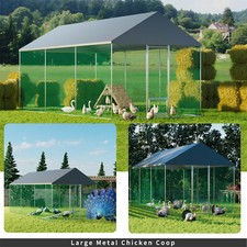 Heavy Galvanized Metal Chicken Coop Poultry Run Walk in Cage with Oxford Cover
