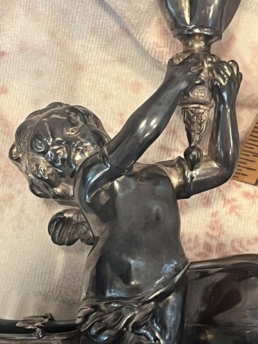 Victorian EG Webster figural silver plated Cherub Cigar Lighter smoking stand - Picture 5 of 6
