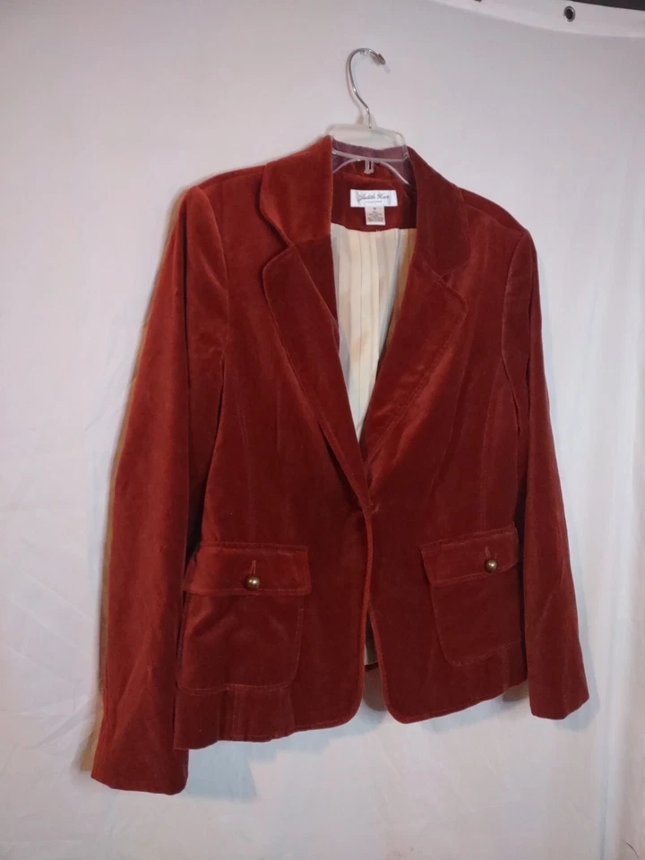 Judith Hart Blazer Jacket Size 16 Burnt Orange With Striped Lining 90's Y2K Vtg - Image 2 of 4