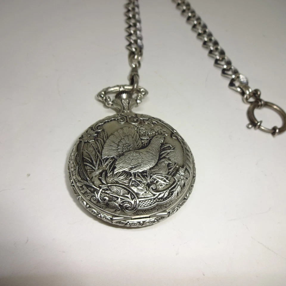 Taschenuhr Besson defekt für Sammler und Bastler - Jagdmotiv Rebhuhn - Bild 2 von 4