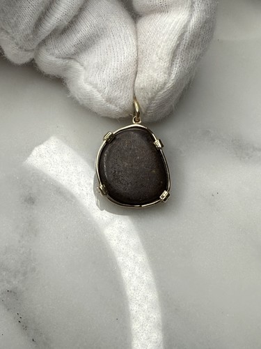 14k Yellow Gold Black Opal Pendant Large - Picture 6 of 13