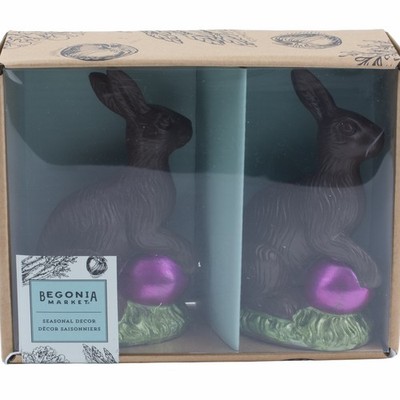 Begonia Market Chocolate Bunny Rabbits Easter Spring Figure Faux Set of 2