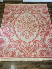 Vintage (ORR ?)Health All Wool Blanket  Tulip Reversible Pattern 66x82