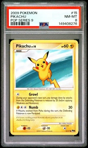 2009 POKEMON POP SERIES 9 15 PIKACHU PSA 8