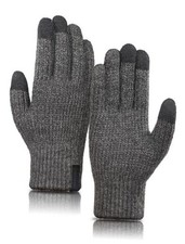 Merino Wool Thick Winter Gloves for Men Women Touchscreen Fingers Medium Grey