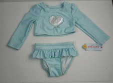 Cat  Jack Ice Blue Seashell Long Sleeve 2 Piece Swimsuit Size 2T