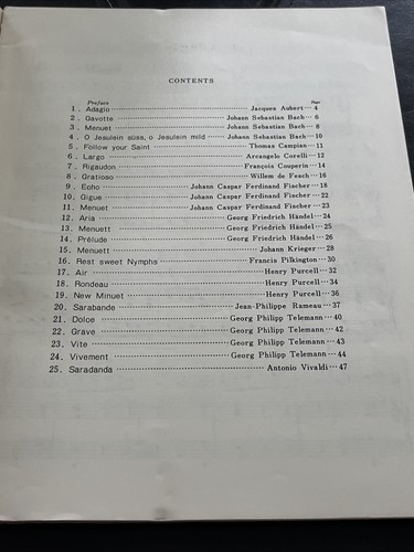 25 Baroque Pieces For Descant Recorder and Keyboard By Ichiro Tada 1965 - Picture 4 of 7