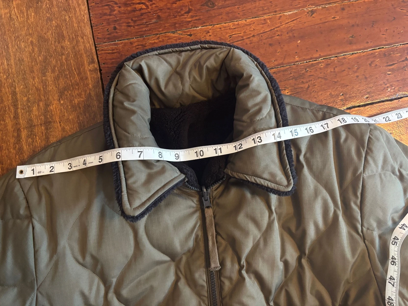 TAION Reversible Black Fleece / Quilted Olive Military Style Jacket - product detail image 2