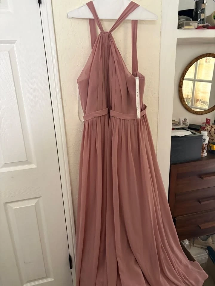 blue dress for baby girl Dusty Pink Long Sleeveless Mismatched Cheap Chiffon Bridesmaid Dresses –  SposaBridal main image 0
