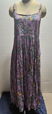 Purple Lavender Spaghetti Straps Tiered Floral Maxi Dress Size Small