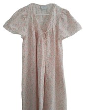 Gilligan OMalley Floral Nightgown 1/2 Zip Robe Womens M/L Eyelet Pockets Long