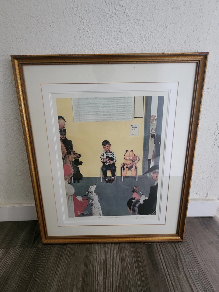 Norman Rockwell GARFIELD "El Veterinario" FIRMADO Jim Davis Y Numerado 1649 Foto 2 de 4