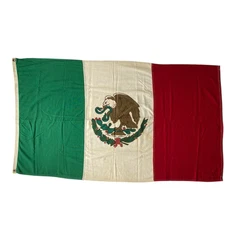 Beautiful Vintage Flag of Mexico 1950-60s  100% Cotton 57.5 X 31.5