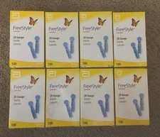 NEW Huge Lot Of 800 Freestyle Sterile Lancets 8 Boxes (100 Ct) 28 Gauge Exp 2027