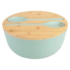 Large Salad Bowl with Lid, Salad Serving Bowl Set with Utensils, 9.8inches Mi...