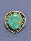Vintage Southwestern Native American Turquoise Sterling Silver Ring Size 6-1/2