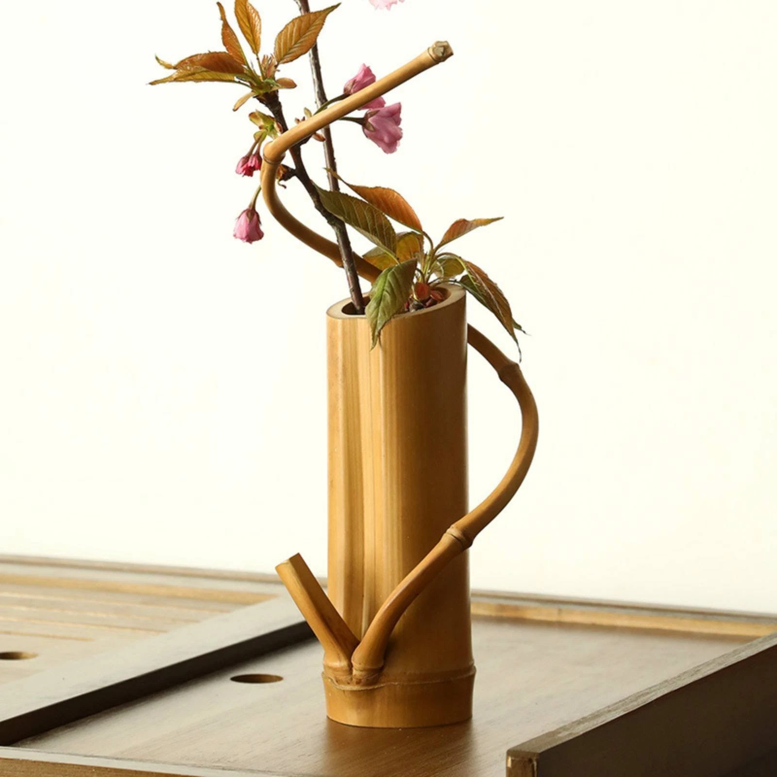 Bamboo Arrangement Vase Artistic Desktop Flower Arranger Lightweight