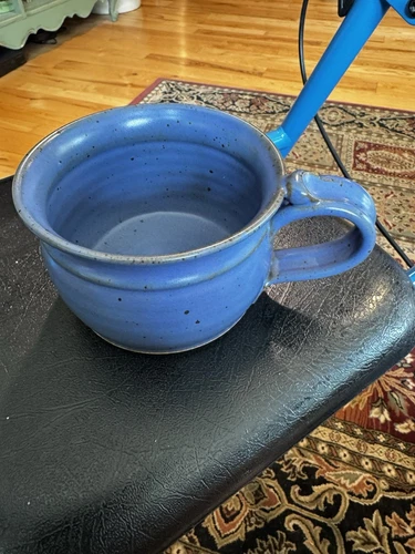 Vintage Art Pottery Soup Large Mug Cobalt Blue Signed 3x4 3/4 Dia