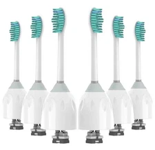 Philips Sonicare e-Series Replacement Heads, 6 Pack, Soft Bristles, White
