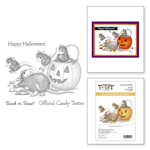 Spellbinders House Mouse 4pc Trick or Treat Rubber Stamp Set