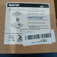 NEODRAIN SHOWER DRAIN ZS3-4-S04-BR Square Steel 4-Inch Brushed Stainless New