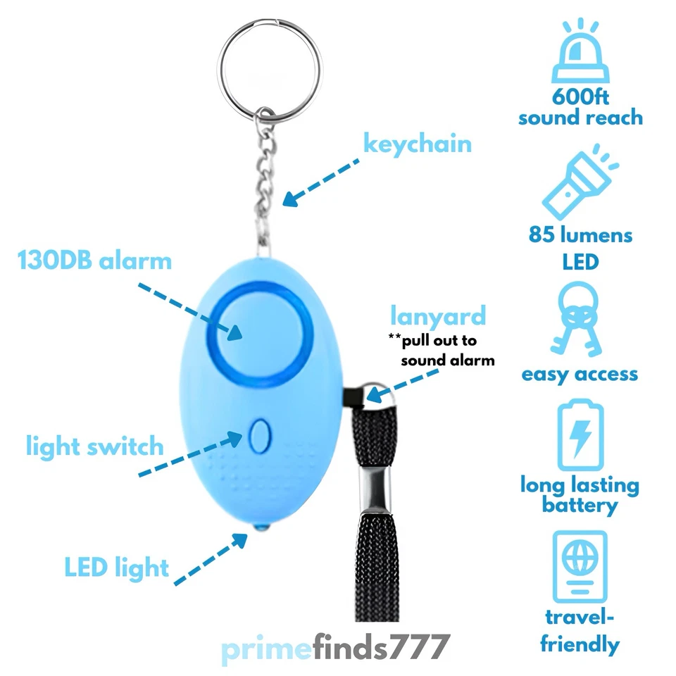 Safe Sound Personal Alarm Keychain With LED Light 140DB Emergency Women Defense - Image 3 of 4