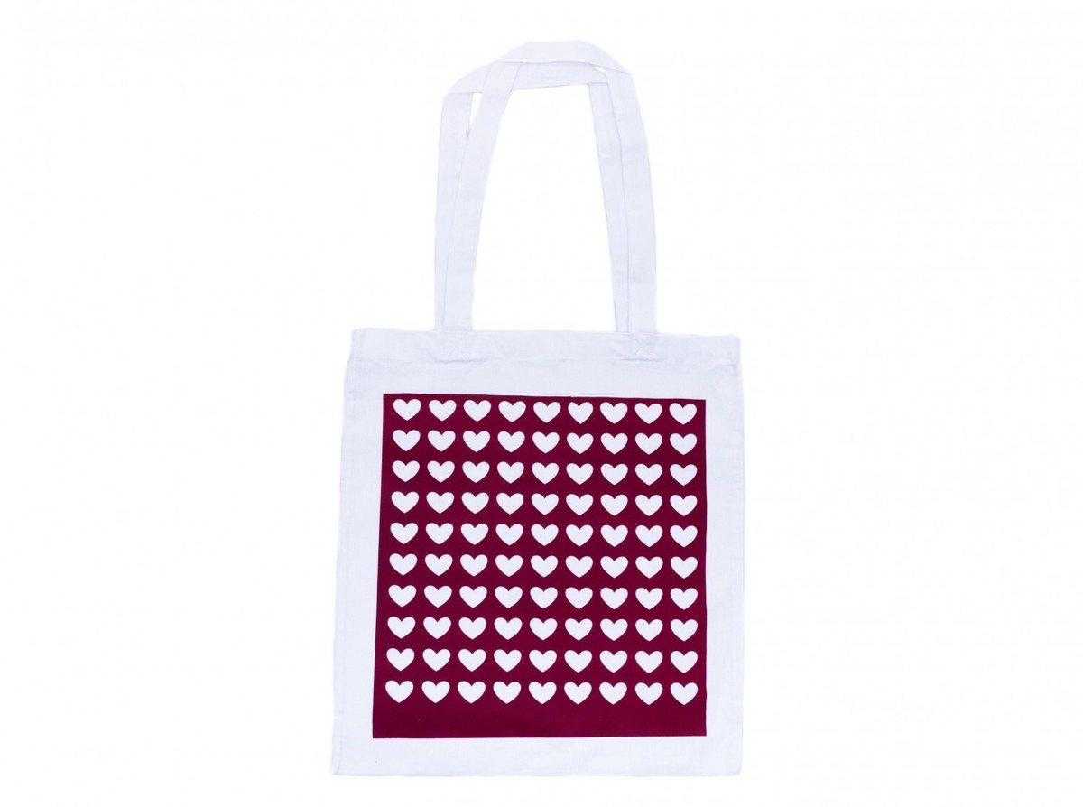 Cotton Tote Bag Jute Bag Miniblings White FLOCK Heart