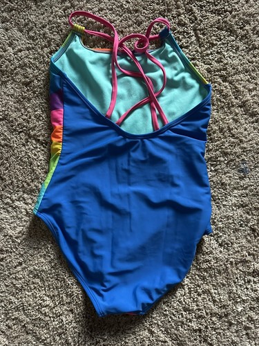 Cat And Jack Girls Large 10/12 Reverse Sequin Heart Multicolor Swimsuit EUC - Picture 3 of 4