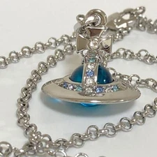Vivienne Westwood Necklace Tiny Orb light blue w/drawstring [EJ831