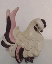 KAY FINCH Biddy Chicken Hen Pottery Porcelain Figurine Worn White Pink Purple 5"
