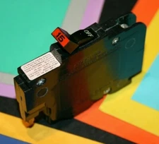 FEDERAL PACIFIC FPE 15 AMP 1 POLE BREAKER TYPE NC THIN 120 VOLT SINGLE POLE