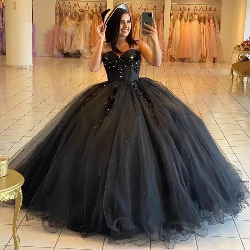 black quinceanera dress