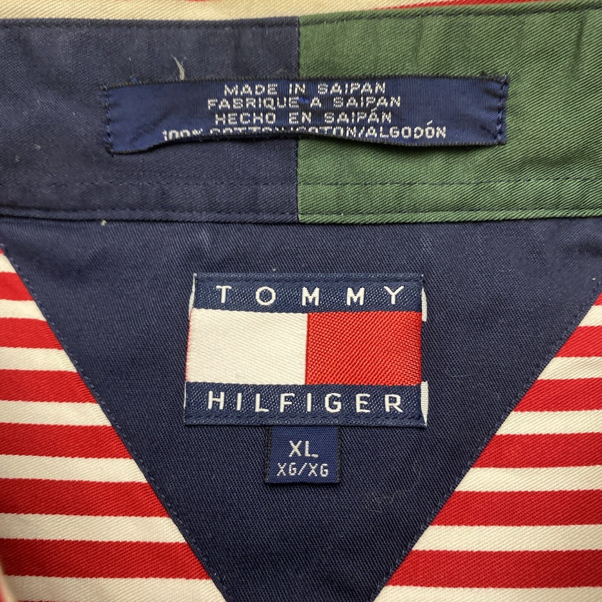 Vintage 90s Tommy Hilfiger Cotton Striped Long Sleeve Logo