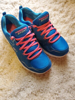 Skechers Womens Synergy 11792 Blue &Hot Pink Running Shoes
