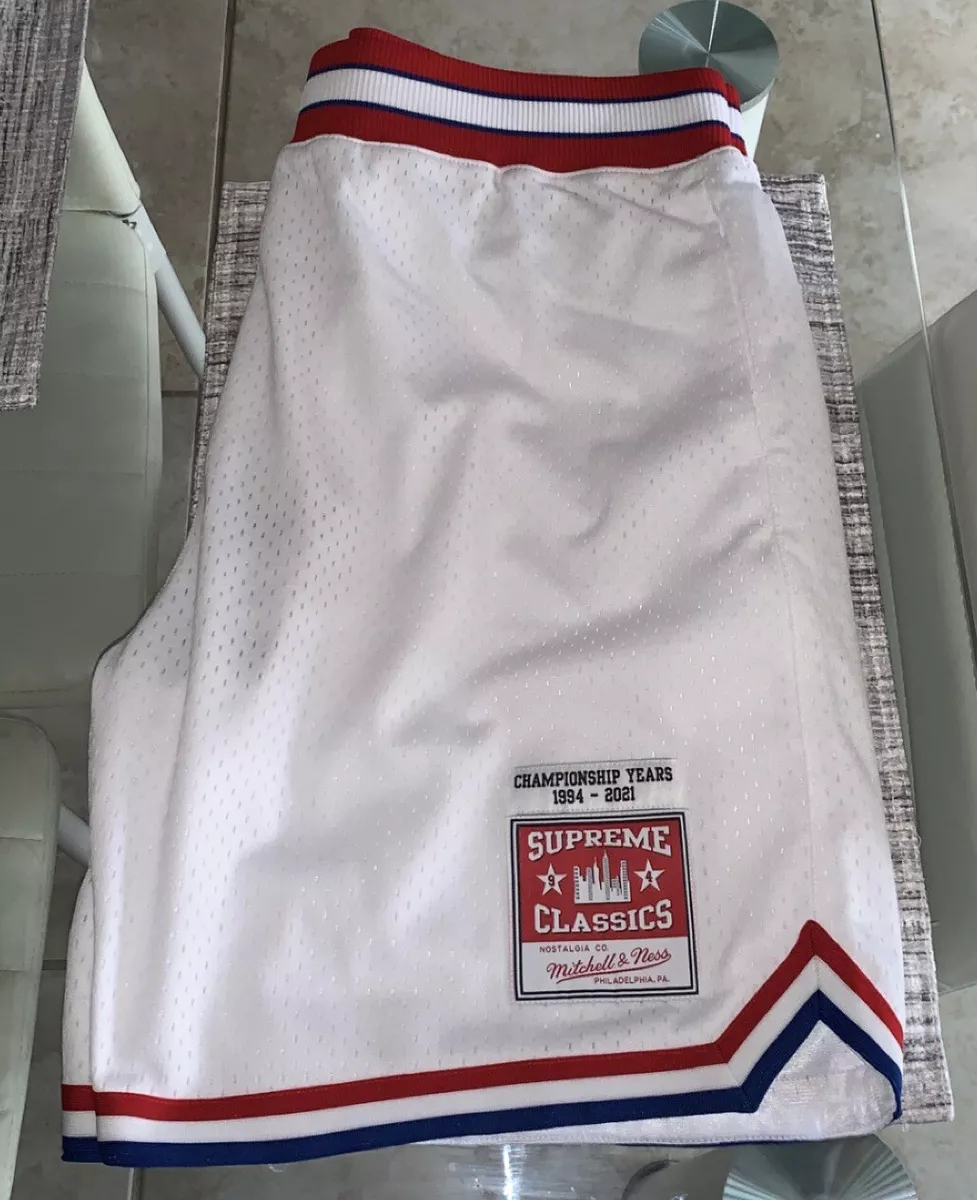 Supreme SS21 Mitchell Ness Basketball Shorts White Mens Large New Authentic 2023