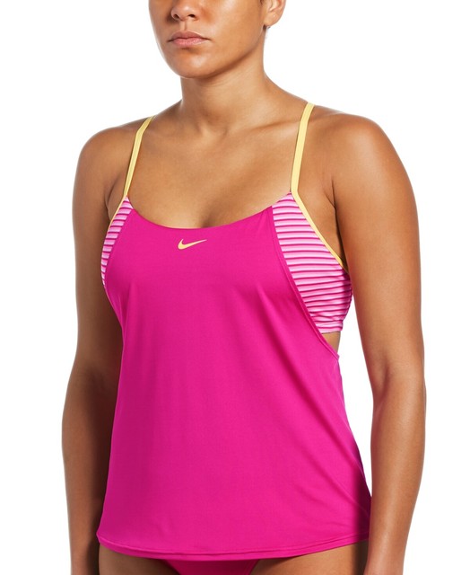 Nike FIREBERRY Micro-Stripe Layered Tankini Swim Top US Medium for sale  online | eBay