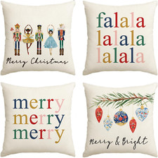 AVOIN colorlife Merry Christmas Nutcracker Throw Pillow Covers, 18 x 18 Inch Win