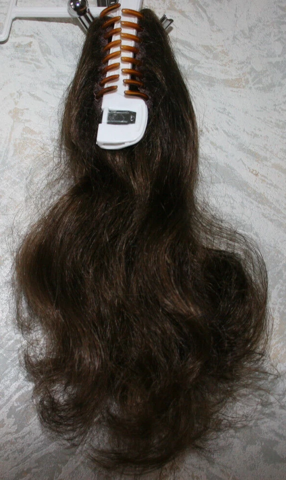 Extensión de cabello BT lista para usar clip rápido mariposa esmerilado marrón medio 14" L Foto 4 de 4