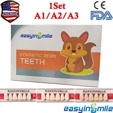 Dental Denture Acrylic Resin DIY False Teeth Upper Lower Full Set Shade A1/A2/A3