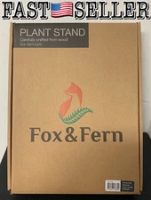 Fox & Fern Mid-Century Modern Plant Stand - 8” (21cm) Inner Width, Cherry Wood