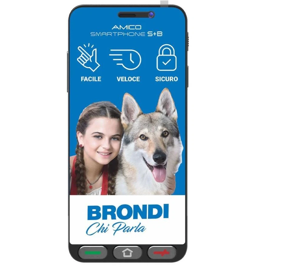 CELLULARE ANZIANI BRONDI AMICO S+B 5,7" +BASE TASTI GRANDI SOS CONTROLLO REMOTO - Immagine 3 di 3