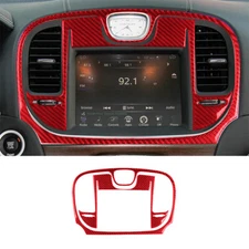 For 2015-2022 Chrysler 300 Red Carbon Fiber Interior Central Console Cover Trim