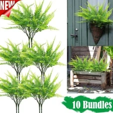 10 Bundles Boston Fern Outdoors Decor Faux Ferns Artificial Plants Uv Resistant