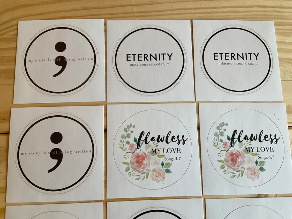 9 Stickers with 3 Designs Flawless My Love Eternity My Story - Image 3 of 4