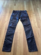 True Religion Pants Mens 29 (31x32 Dean Tapered Leatherlike Brown Button Fly USA